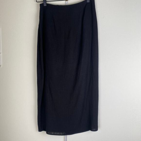 Greylin Brenda Linen Skirt Size S Black Pareo Midi Twist Front Neutral Casual - Picture 5 of 14